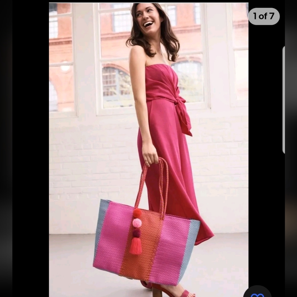 Meave Anthropologie $148 Pink Strapless Brin Jumpsuit By Meave Size 2 - Picture 3 of 16